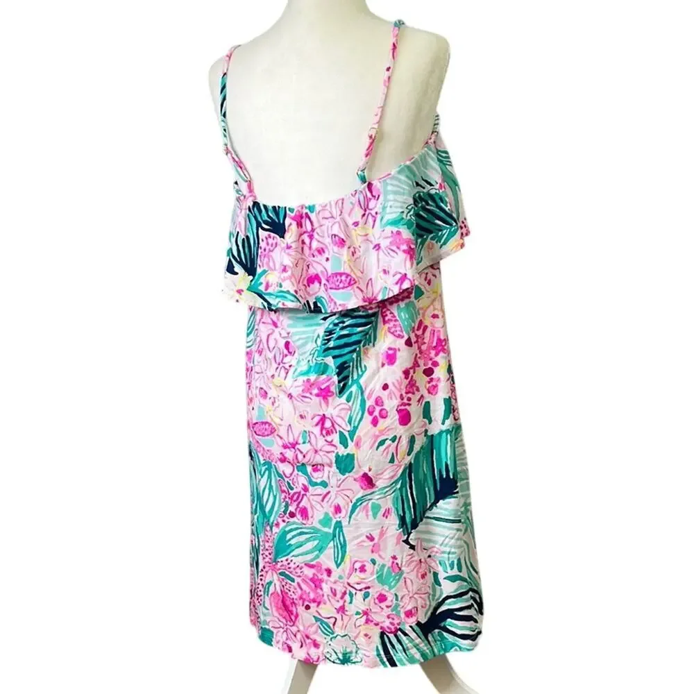 Lilly Pulitzer Floral Dress swim cover with Ruffle Detail beach new NWOT size sm